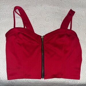 Sexy red cropped top with zipper